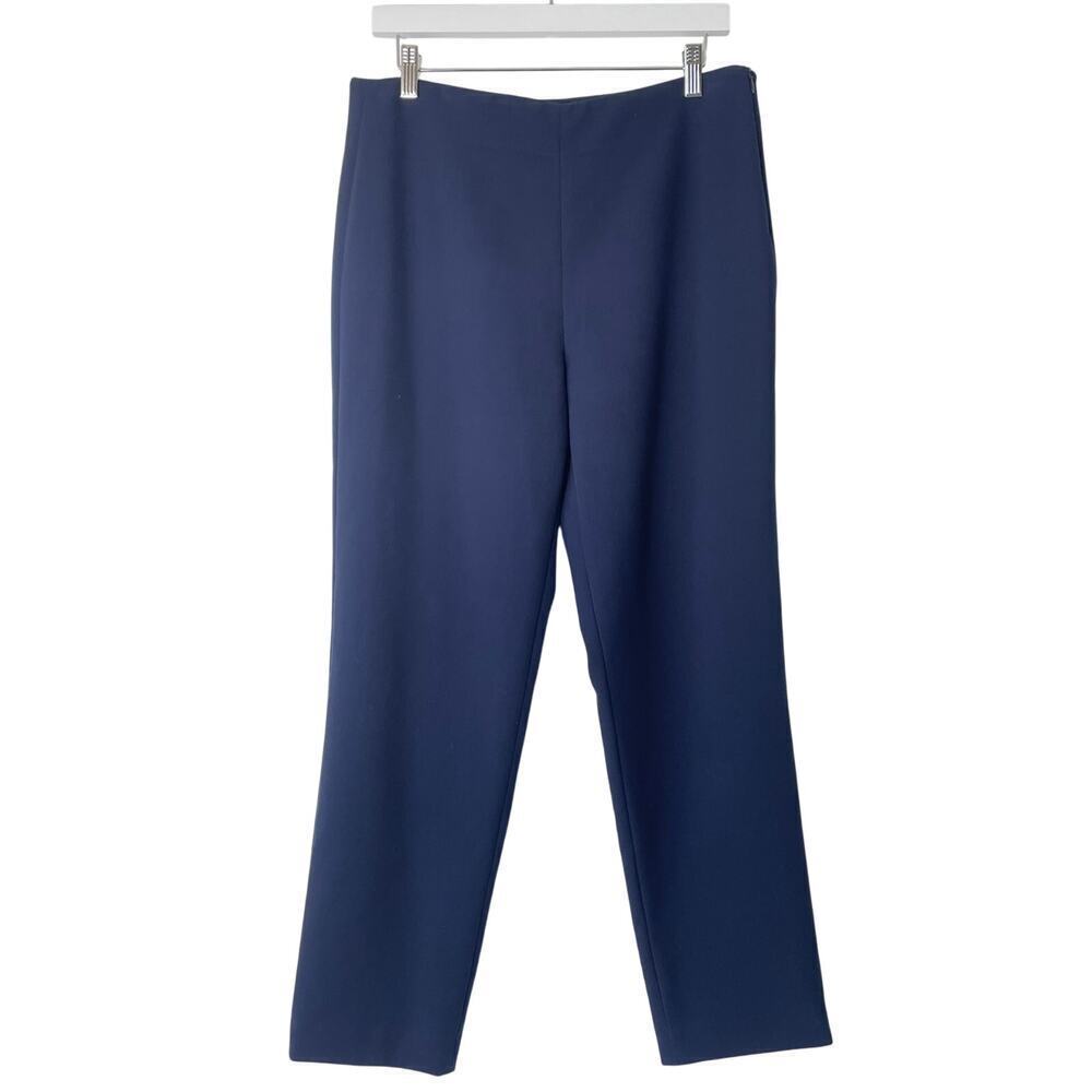 St. John Women’s Straight Leg Ankle Trouser in Navy Blue Size 10